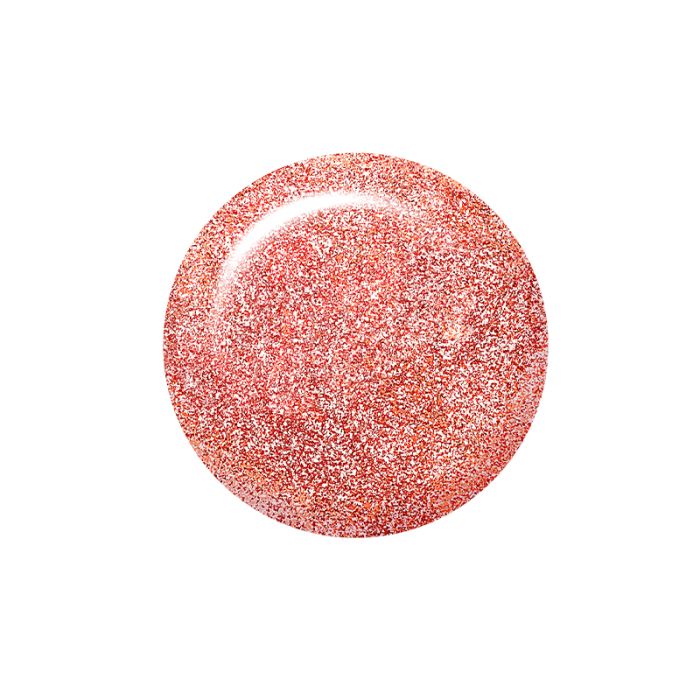 IBD Just Gel Polish Anything Glows swatch with dazzling coral and pink glitter for statement-making nails.