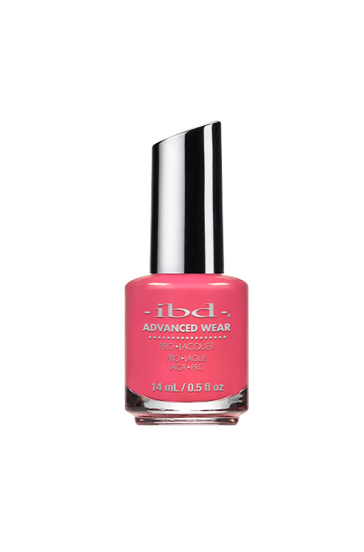Front view of ibd Advanced Wear Lush Blush 0.5 ounce glass bottle displaying its label & brush cap