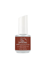 Two-tone 14 ml bottle of ibd Just Gel Polish in  Working On My Tanzania variant of nail gel with printed text