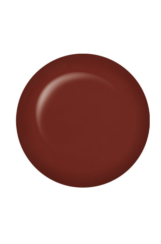 Circular color swatch of ibd Advanced Wear On My Tanzania highlighting its sunny orange brown creme' finish