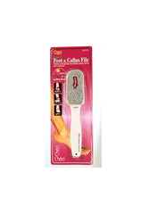 Checi Pro Medium Foot File within its pink themed retail packaging printed with product name, details, & illustrations
