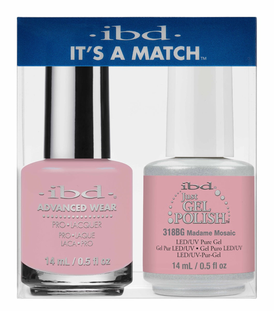 ibd It’s a Match Gel and Lacquer Duo - Madame Mosaic - Matching pink lacquer and LED/UV gel polish set for long-lasting, salon-quality manicures.