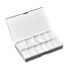 Open ibd Soft Gel Tips Medium Almond case showing clear, pre-etched soft gel tips organized in 12 sizes.