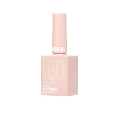 IBD Bliss Rubber Gel bottle angled view in muted rosy mauve, a balanced shade for chic, everyday wear.