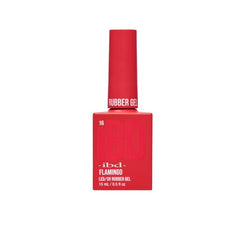IBD Rubber Gel in Flamingo, a vibrant red-coral gel polish that makes a bold, confident manicure statement.