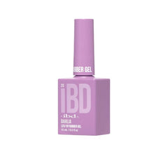 Angled view of IBD Rubber Gel Dahlia bottle, showing off its soft lilac shade.