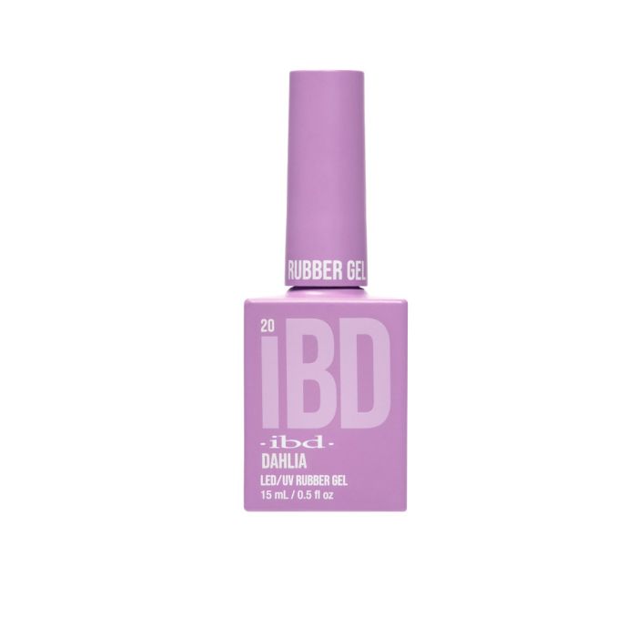 IBD Rubber Gel in Dahlia, a soft lavender gel shade ideal for floral-inspired nail looks.