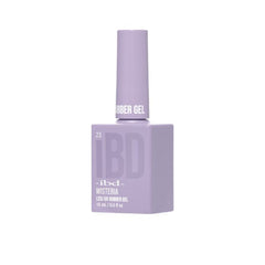 IBD Wisteria Rubber Gel bottle angled view shown in soft lavender for a calm, cool-toned nail appearance.