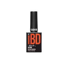 ibd Flash Gel Astro in 15mL bottle, LED/UV flash gel in a bold orange shimmer shade.