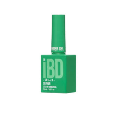 IBD Clover Rubber Gel bottle angled view in bright green, great for fresh and energetic nail art.