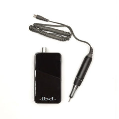 ibd Portable E-File professional nail filing system with black control unit and pen-style drill handpiece.
