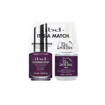 Lavander bottle of 0.5 of ibd Advanced Wear Color Duo with Just Gel Polish in HRH variant in a combo pack